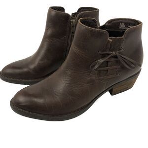Born Women's Brown Leather Ankle Boots Size 6.5M F29506 Booties